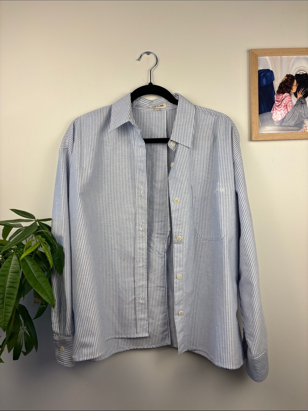 Djerf Avenue Breezy Shirt Blue and White Striped
